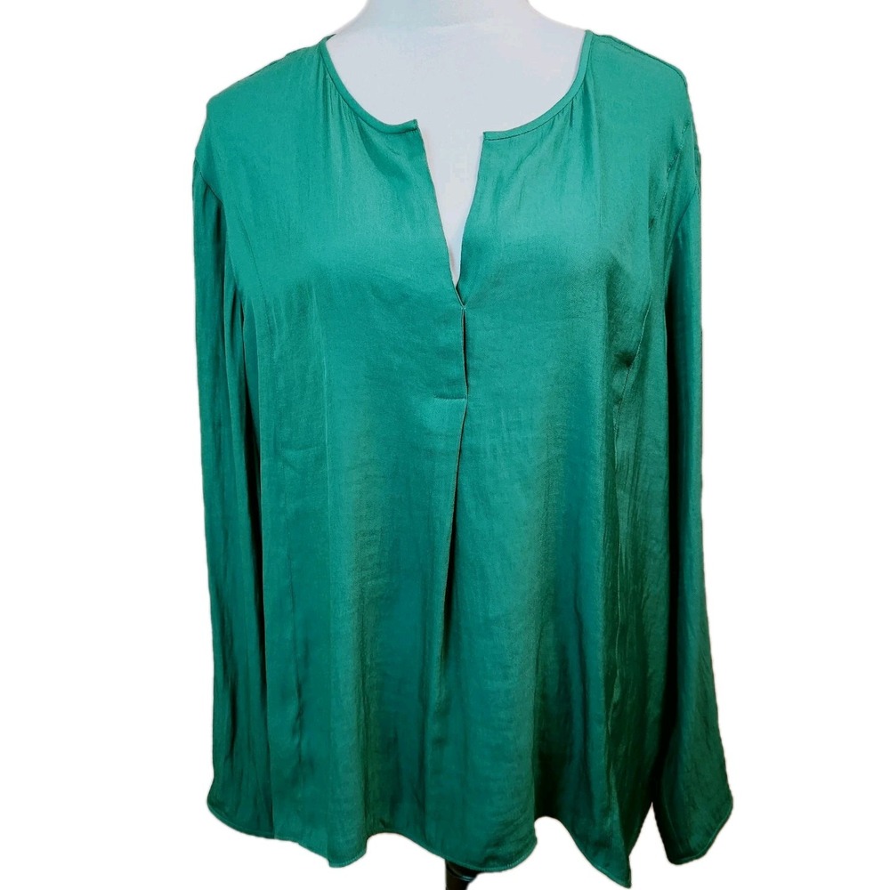 Banana Republic Womens‎ 2XL Green Dress Blouse XXL Classic Quiet Soft Luxury Top